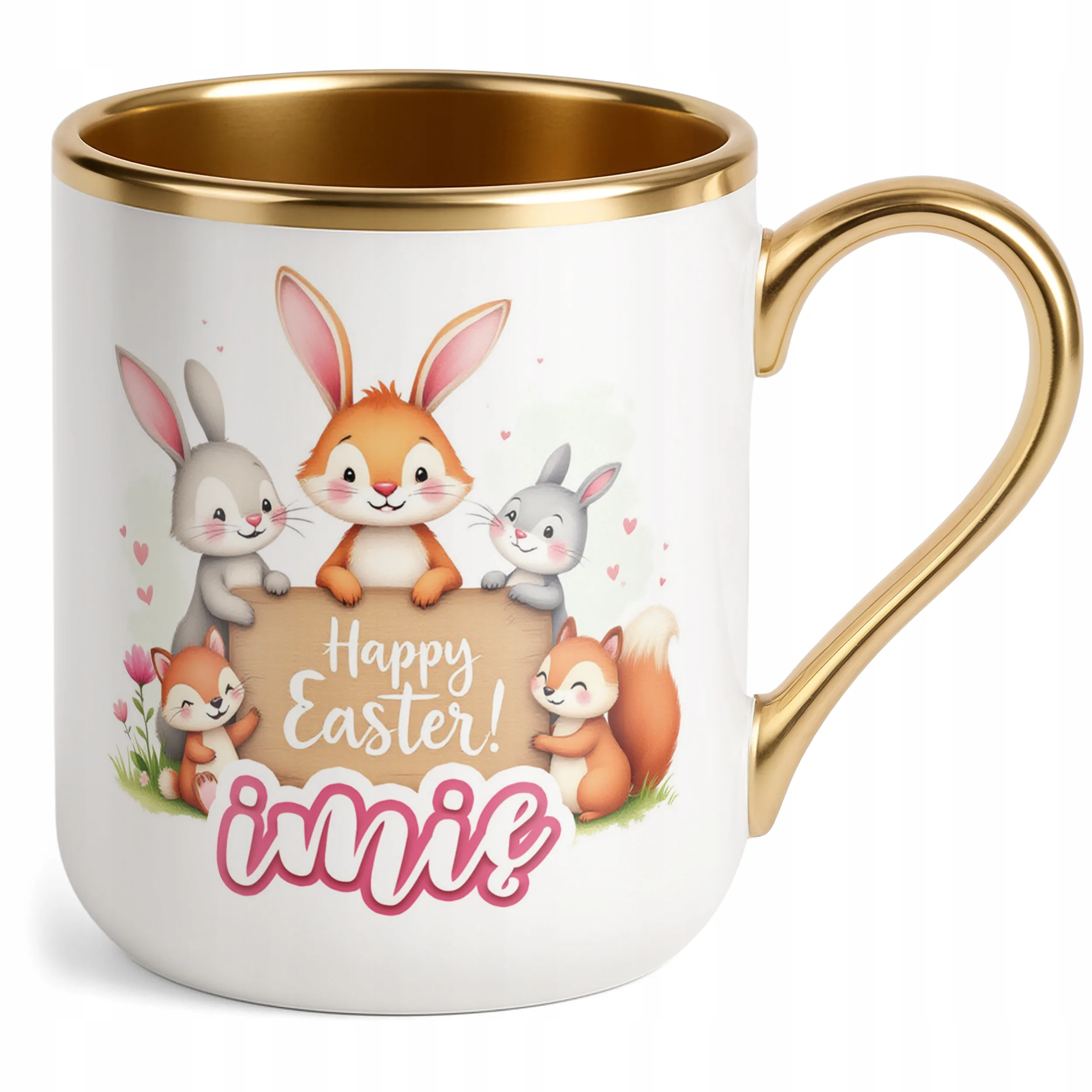 Kubek Premium Złoty Personalizowany Wielkanoc Prezent Happy Easter