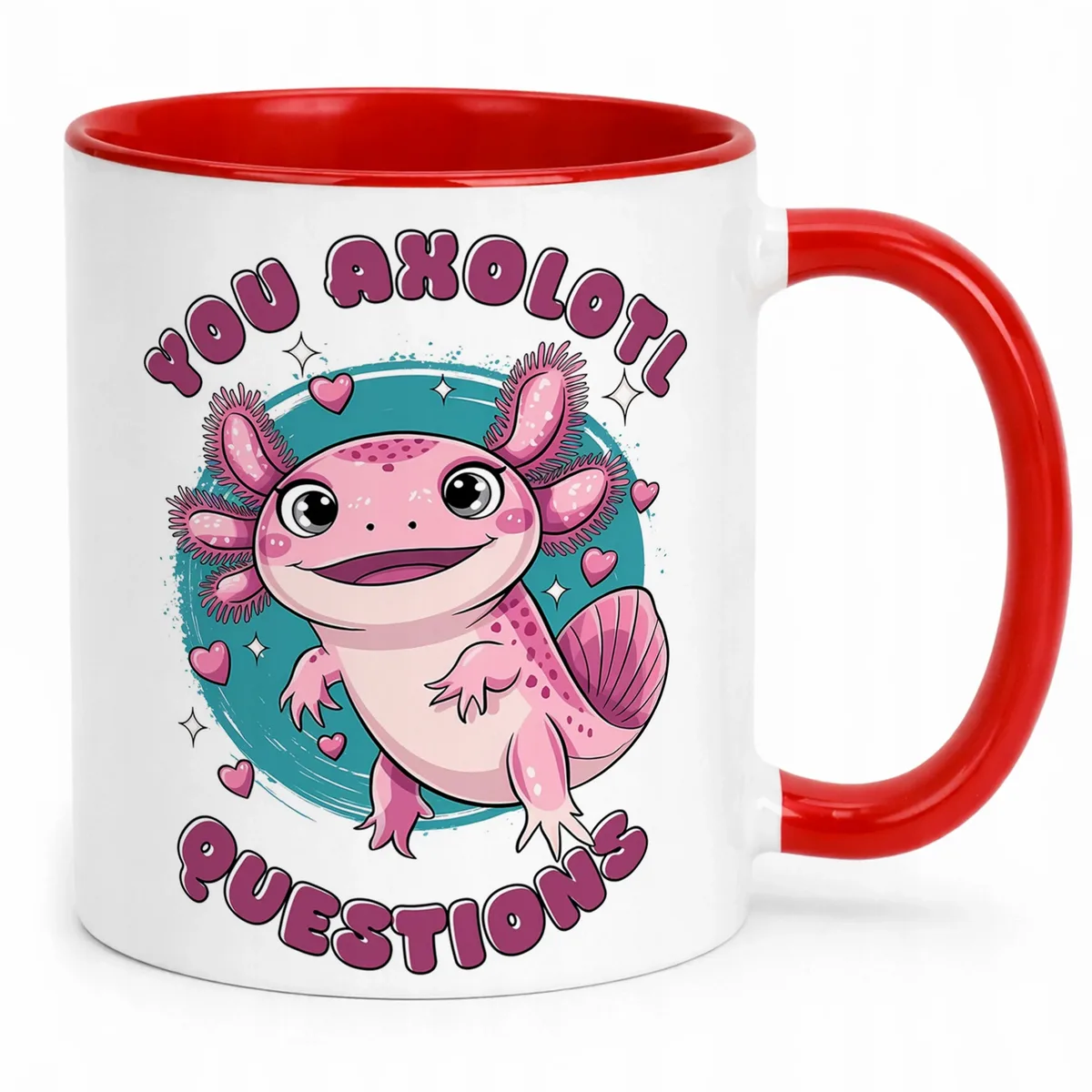Czerwony kubek 330ml dla dziecka Aksolotl Axolotl Słodki Różowy