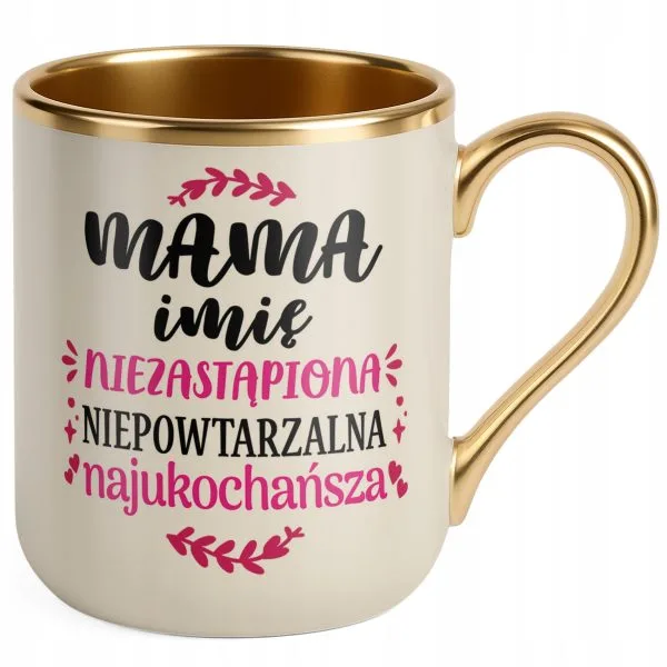 Kubek Premium Złoty Ecru Personalizowany Dzień Matki Dla Mamy