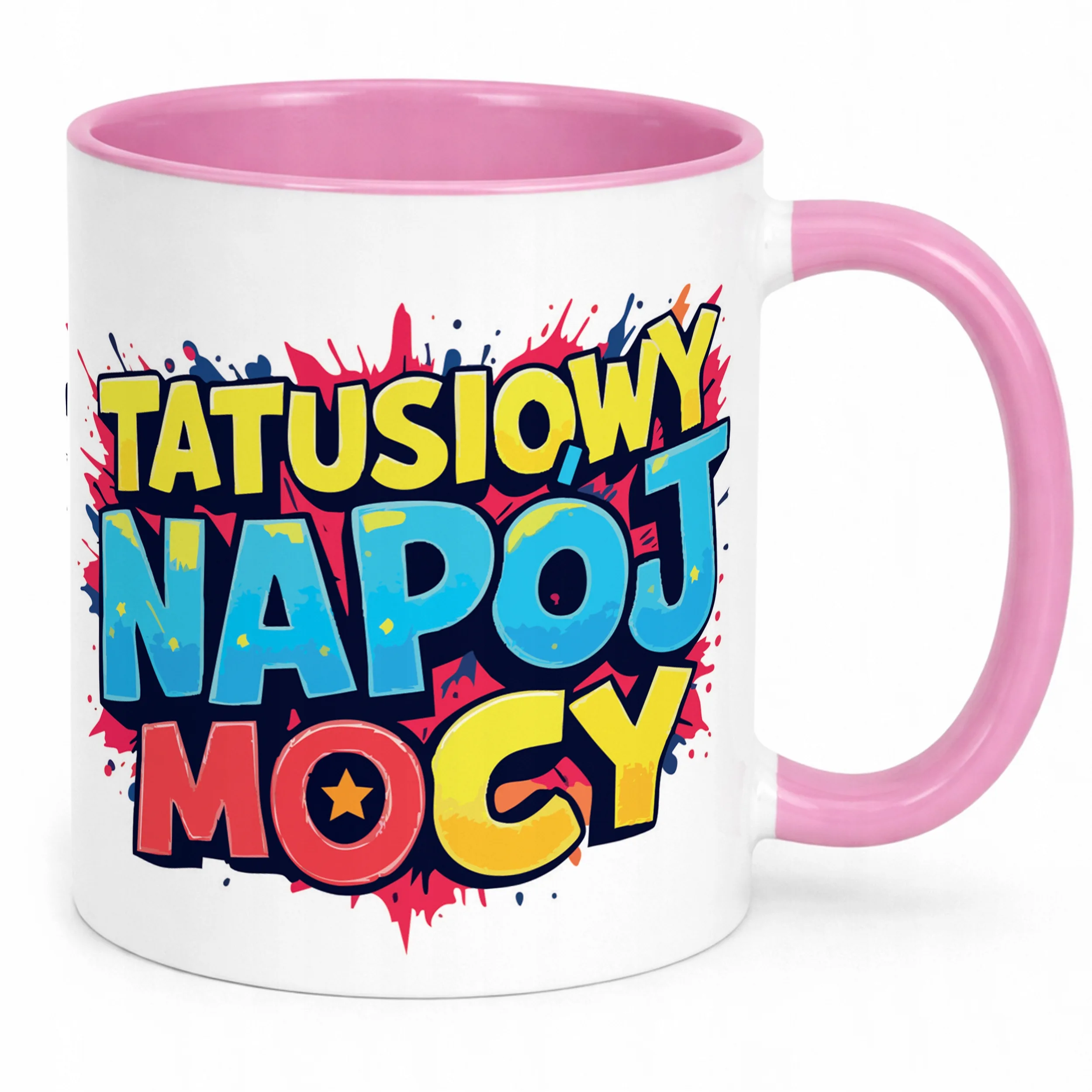 Kubek Różowy Dzień Ojca Dla Taty Tatusiowy Napój Mocy Prezent