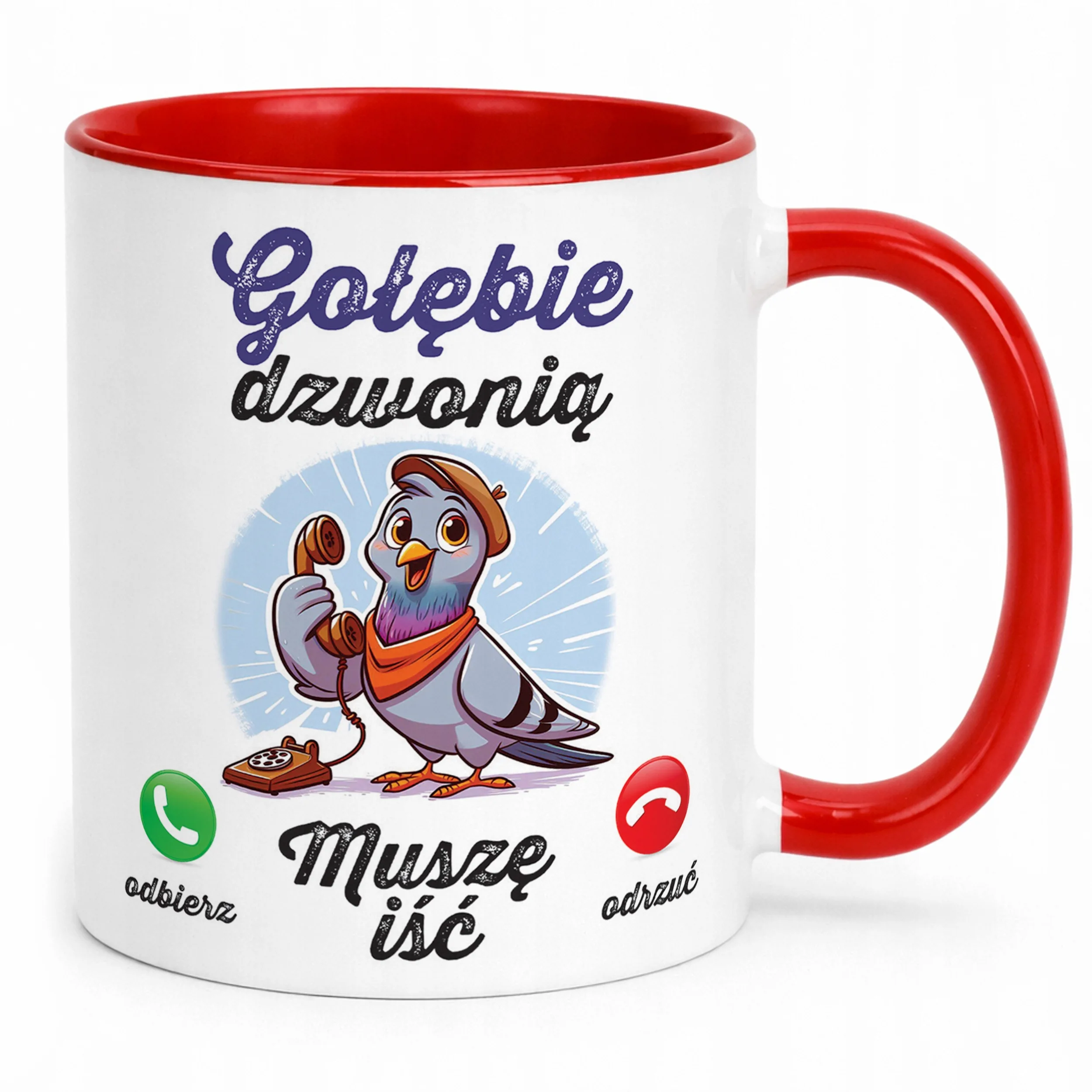Kubek Czerwony Dla Gołębiarzy Prezent Upominek Dla Hodowcy Gołębi