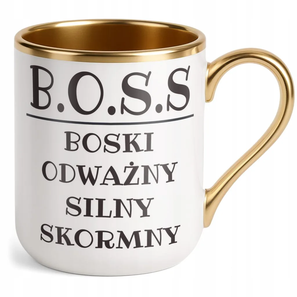 Kubek Premium Złoty B.O.S.S Dla Mężczyzny Śmieszny Zabawny Prezent