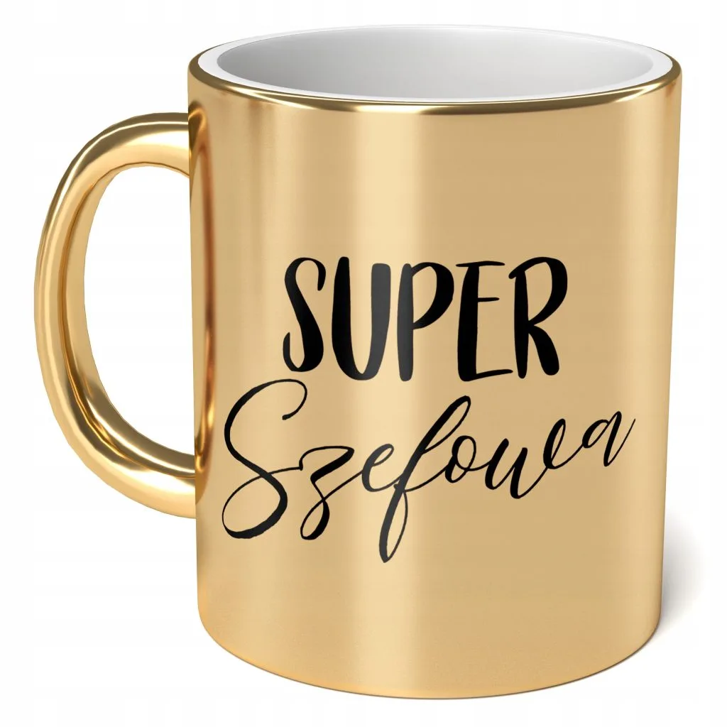 Kubek Złoty ceramiczny 330ml Super Szefowa Dla Kobiety Upominek Prezent