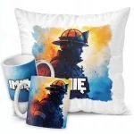 Zestaw personalizowany Kubek + Poduszka Dla Strażaka Wóz Strażacki
