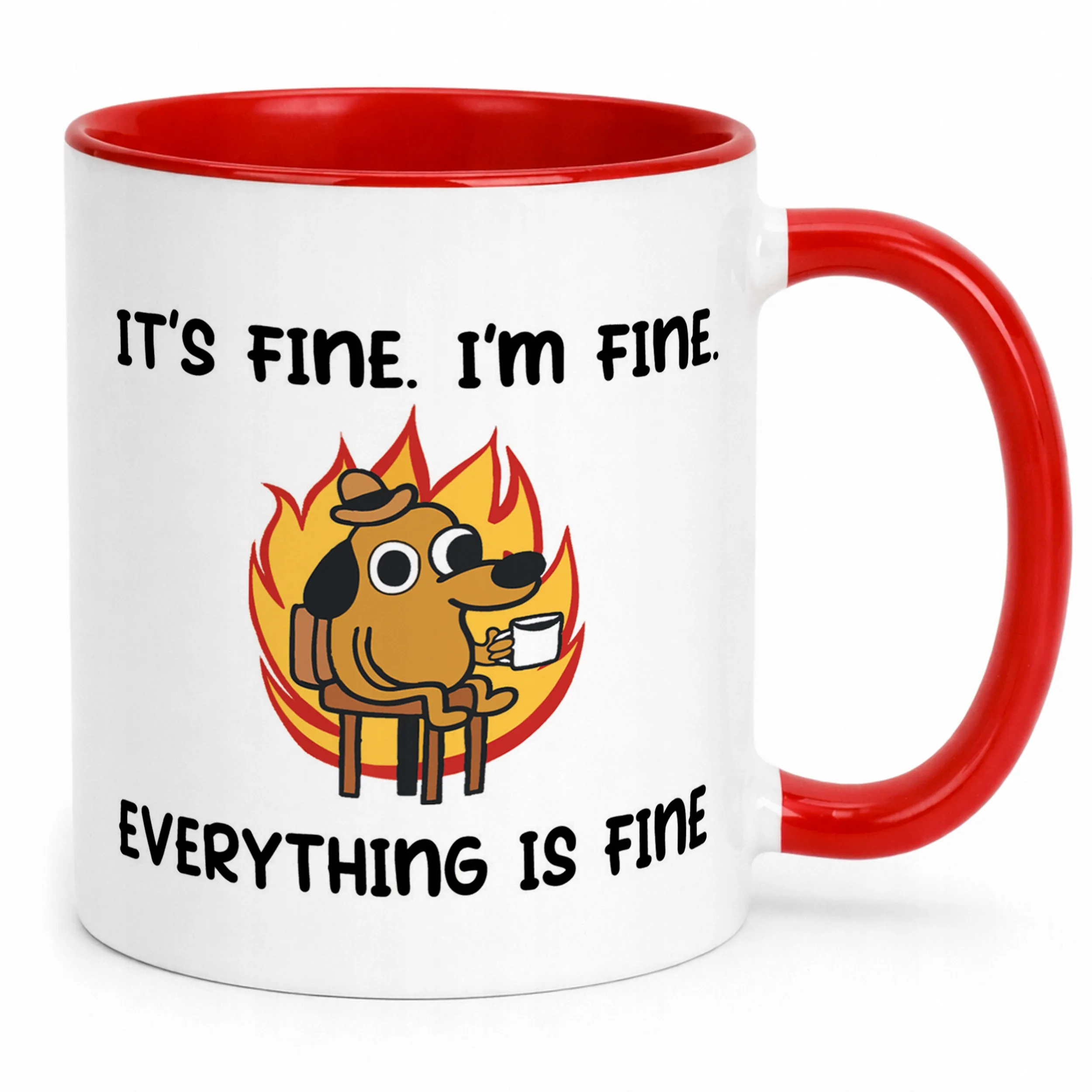 Kubek Czerwony It’s Fine I’m Fine Śmieszny Zabawny Prezent