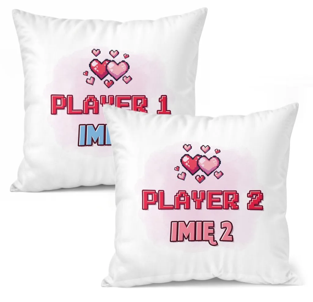 Zestaw Poduszek 38×38 cm Personalizowanych Z okazji Walentynek Dla Graczy