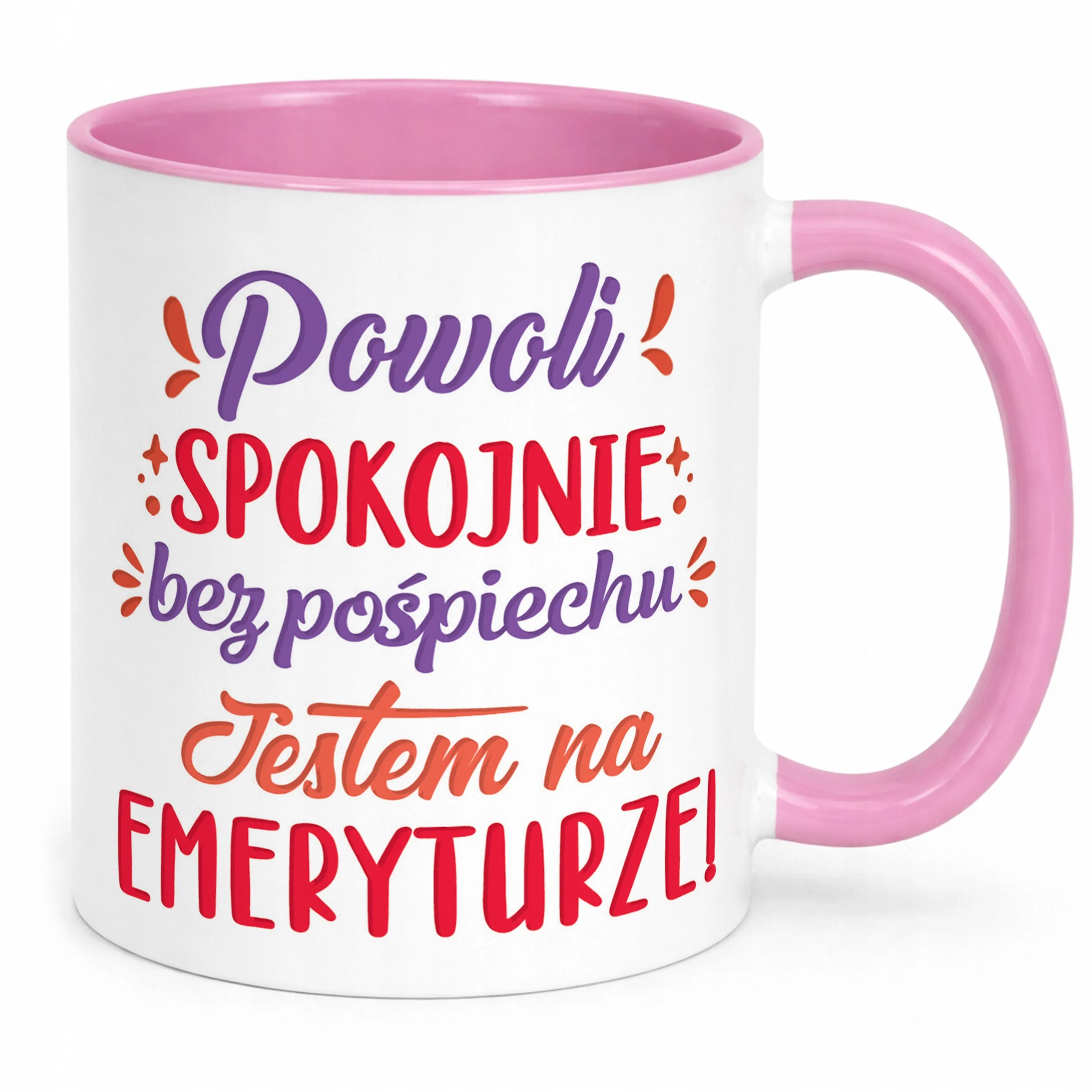 Kubek Różowy z okazji Emerytury Dla Emeryta Emerytki Prezent Upominek