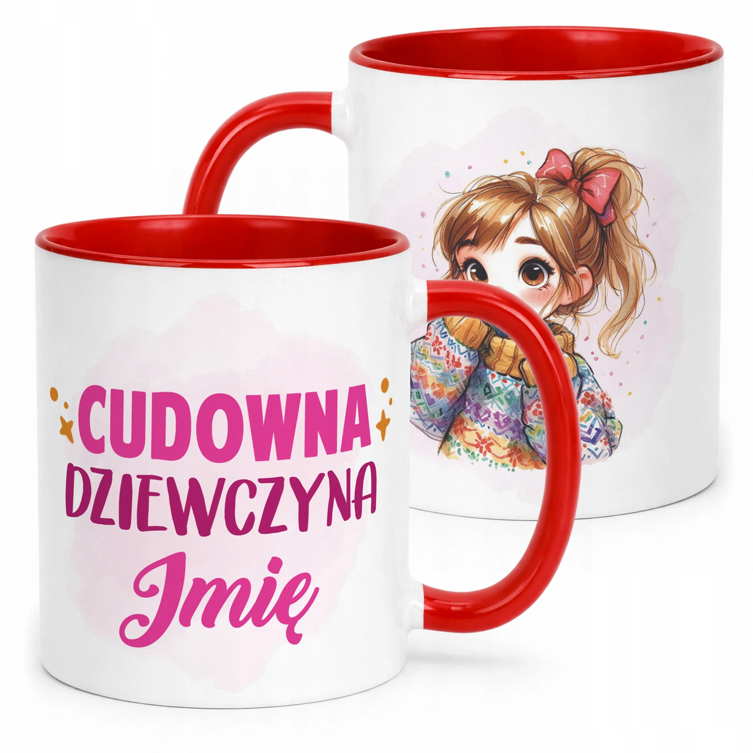 Kubek Czerwony Personalizowany Dzień Kobiet Dla Dziewczynki Prezent