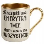 Kubek Premium Złoty Ecru Personalizowany z okazji Emerytury
