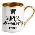 Kubek Premium Złoty Personalizowany Super Stomatolog Prezent Upominek