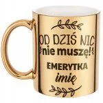 Złoty Kubek ceramiczny Personalizowany z okazji Emerytury Dla Emerytki