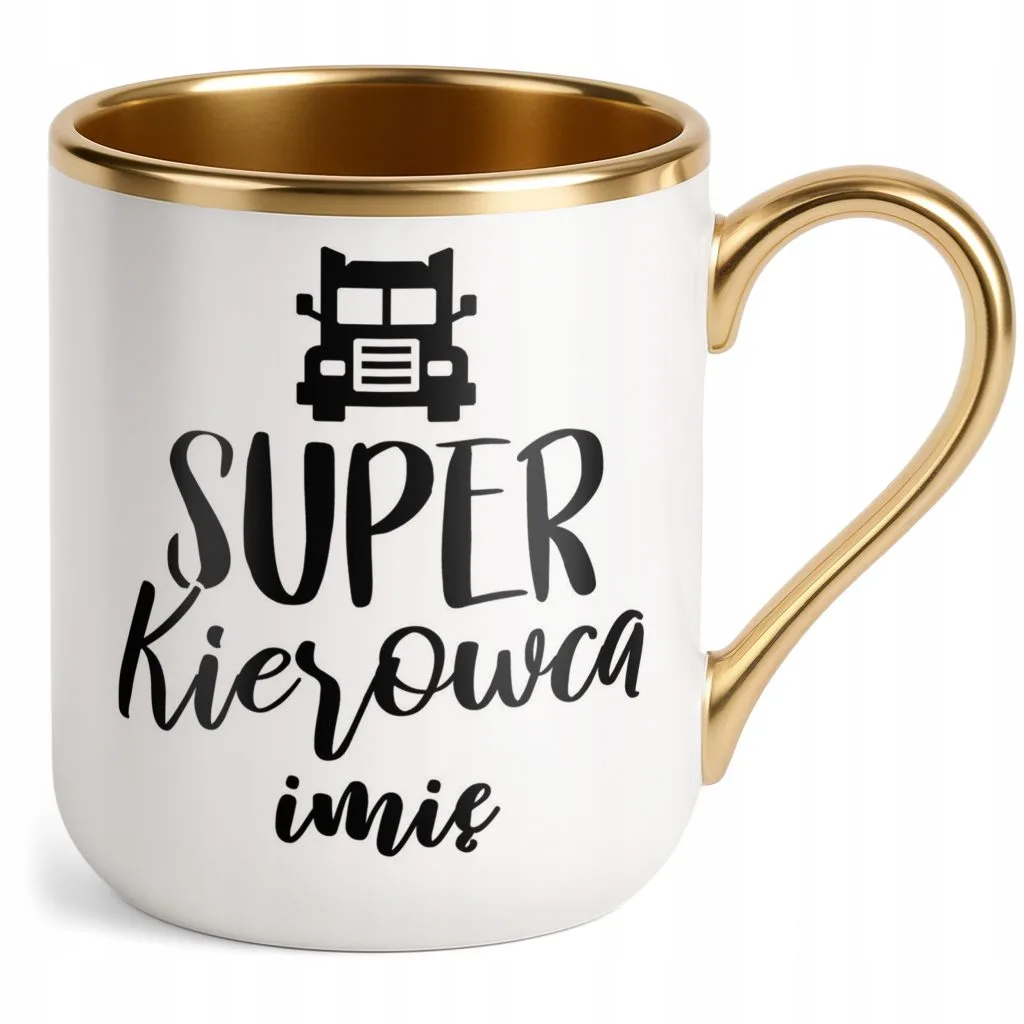 Kubek Premium Złoty Personalizowany Super Kierowca Prezent Upominek