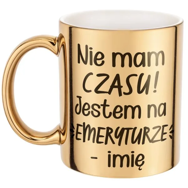 Złoty Kubek ceramiczny Personalizowany z okazji Emerytury Dla Emeryta