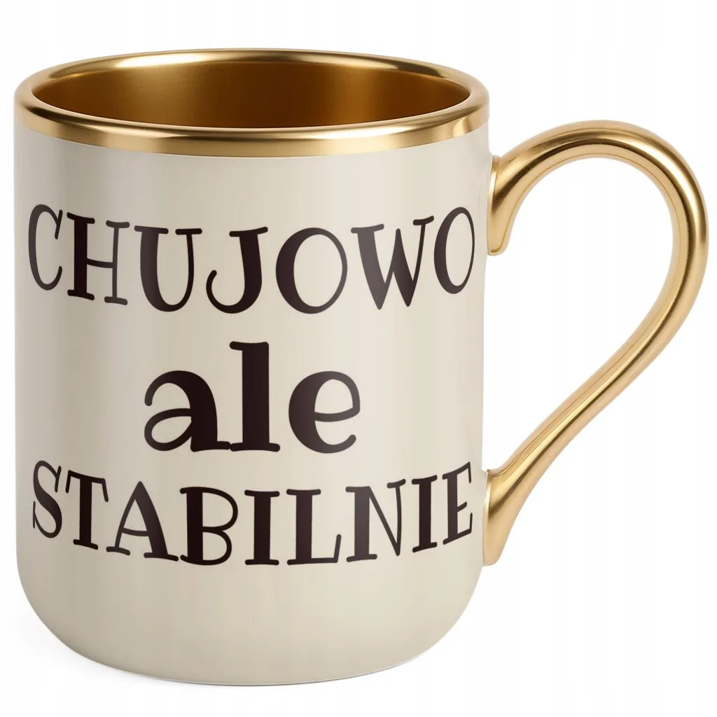 Kubek Premium Złoty Ecru Ch**owo Ale Stablinie Prezent