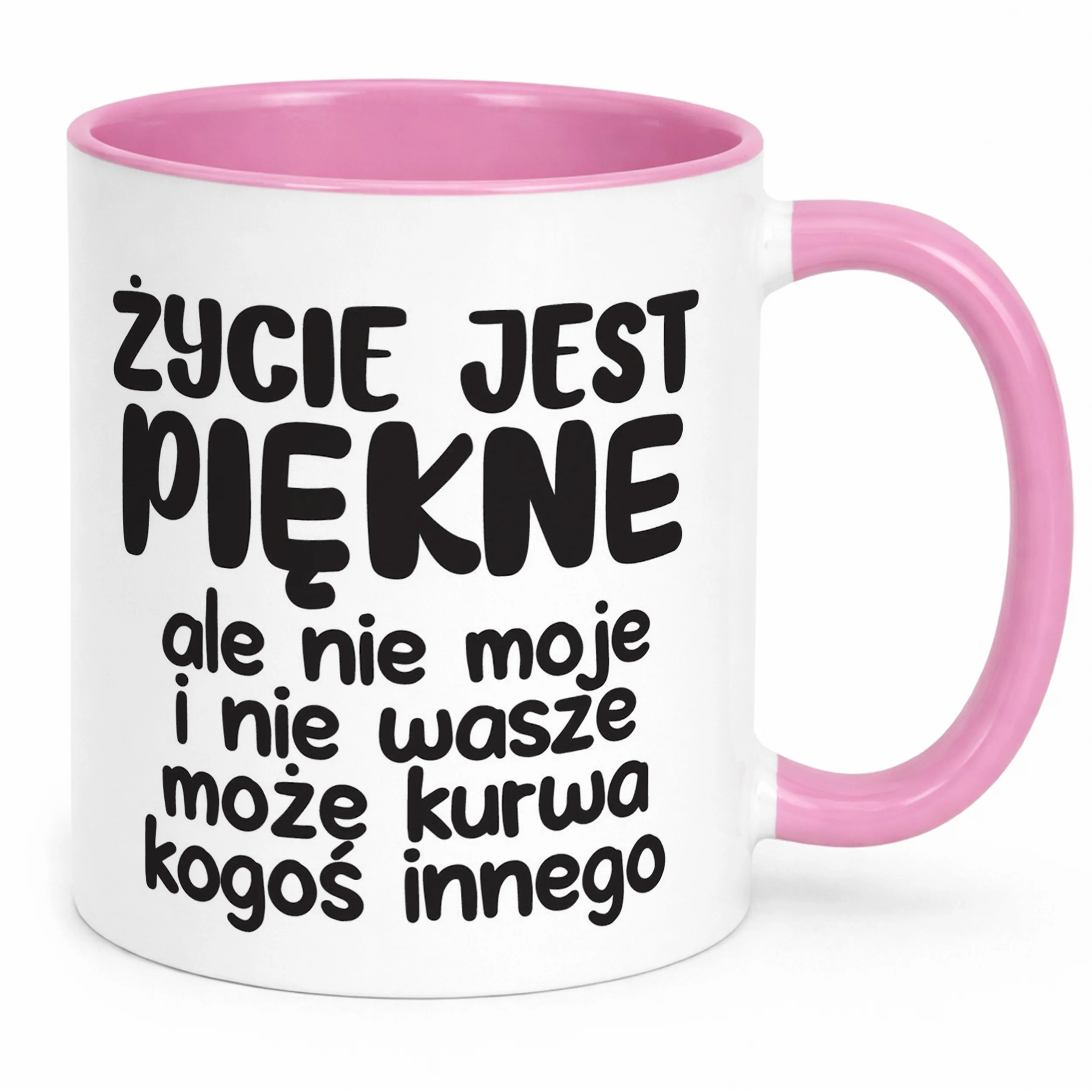 Kubek Różowy Życie Jest Piękne Śmieszny Zabawny Prezent