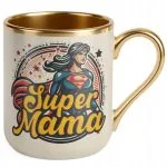 Kubek Premium Złoty Ecru Dzień Matki Dla Mamy Prezent Upominek Super Mama