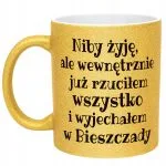 Złoty Kubek Brokatowy Niby Żyje Ale Wewnętrznie Śmieszny Zabawny Prezent