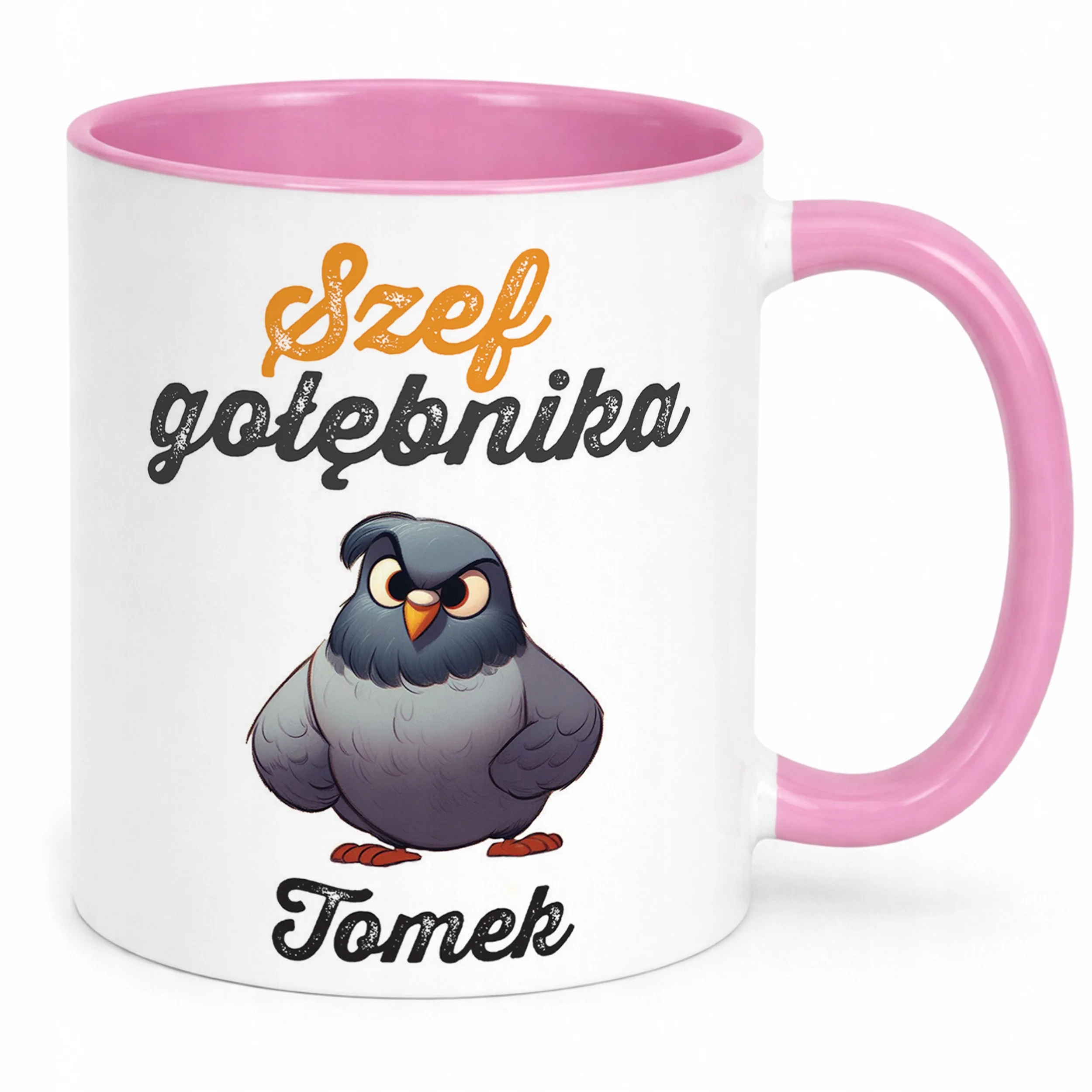 Kubek Różowy Personalizowany Dla Gołębiarza Prezent Dla Hodowcy Gołębi