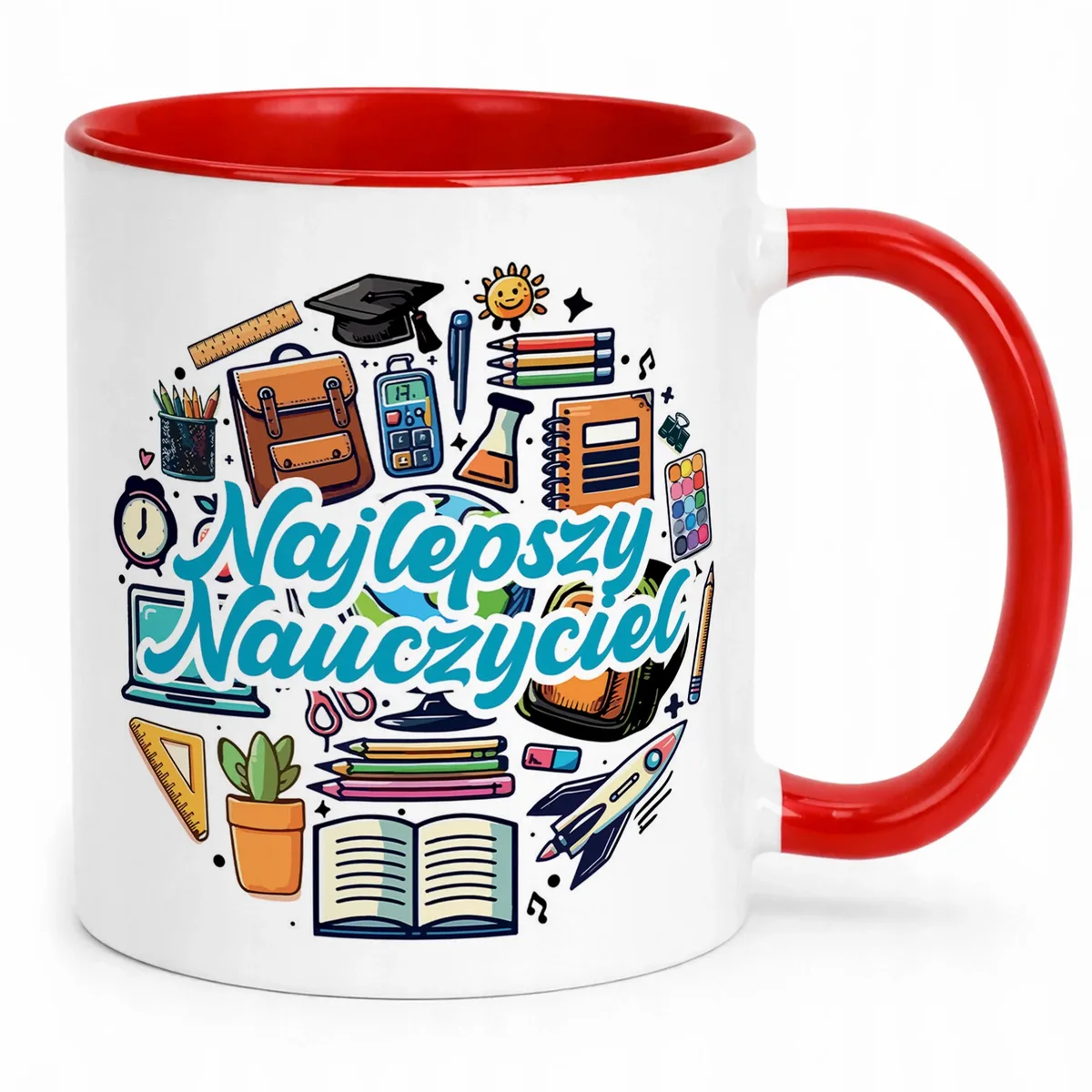 Kubek Czerwony Najlepszy Nauczyciel Dzień Nauczyciela Prezent