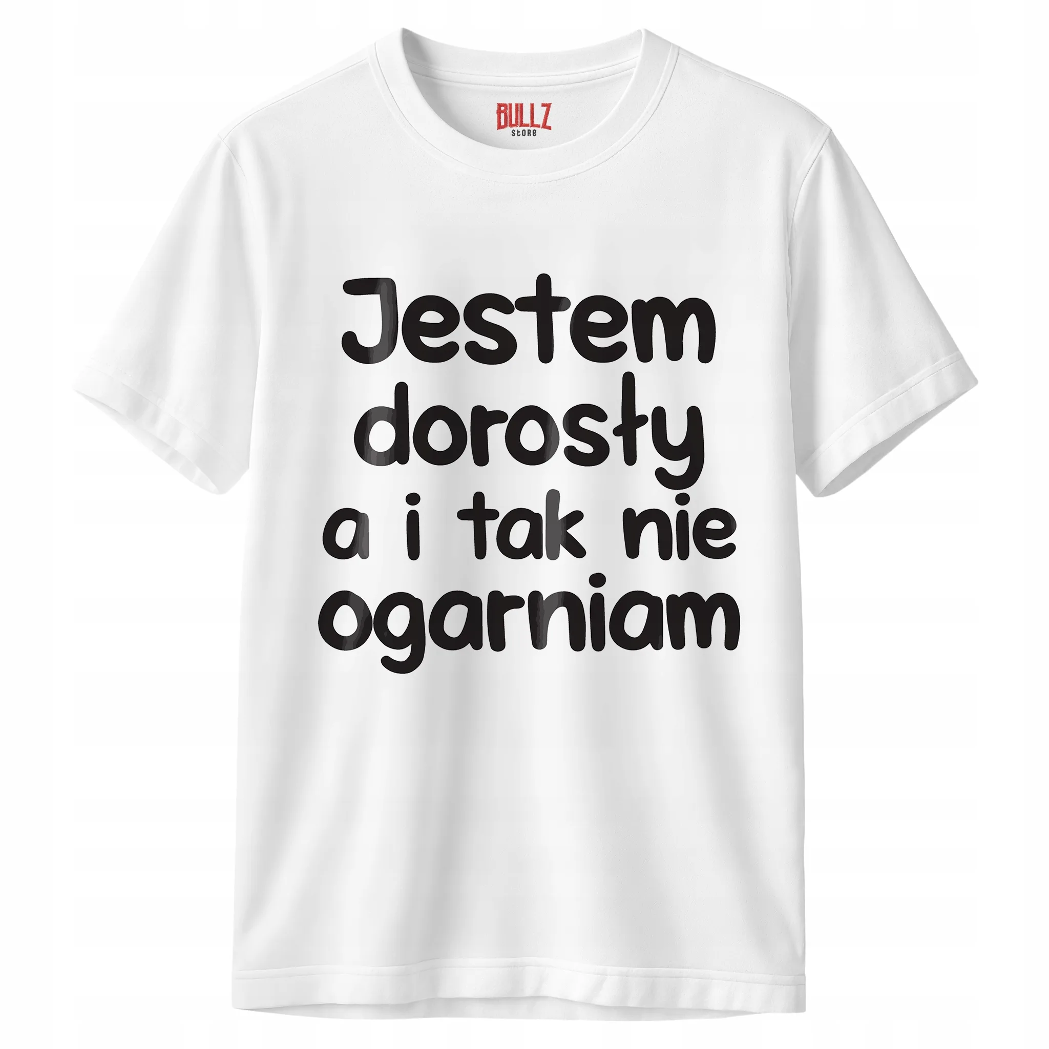 Koszulka biała męska Jestem Dorosły Nie Ogarniam Zabawny Prezent