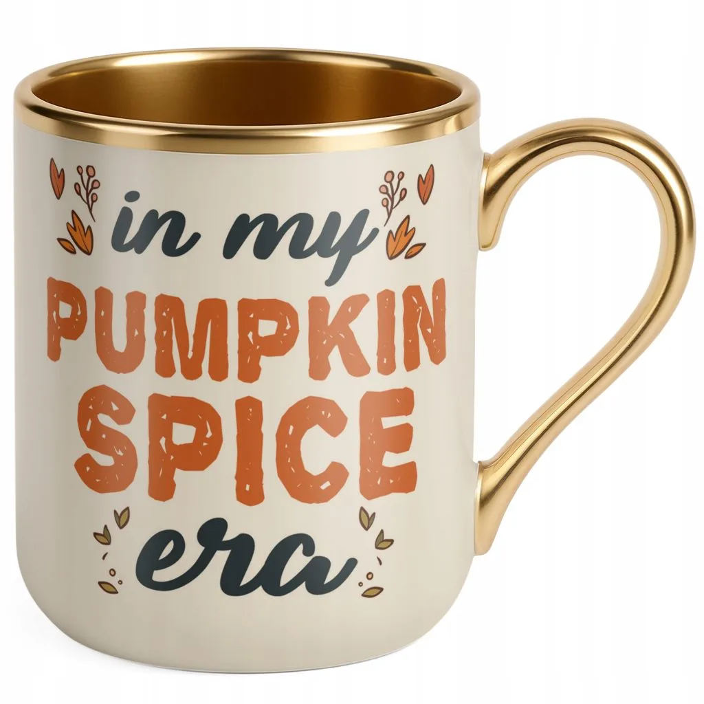 Kubek Premium Złoty Ecru Jesienny Jesień In My Pumpkin Spice Era Prezent