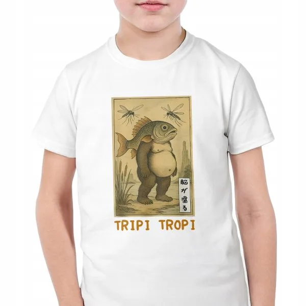 Koszulka biała dziecięca Trippi Troppi viral tiktok brainrot mem