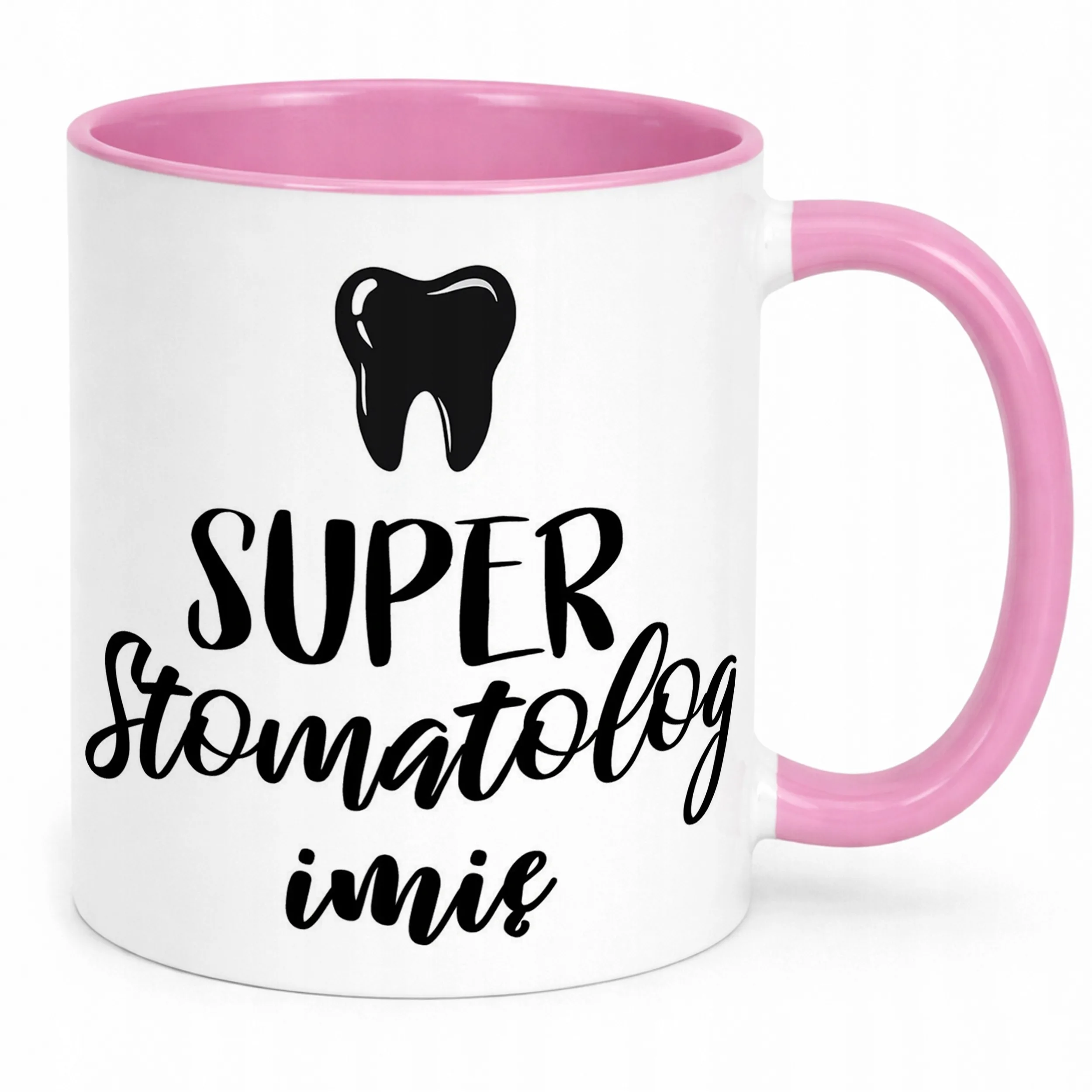 Kubek Różowy Personalizowany Super Stomatolog Prezent Upominek