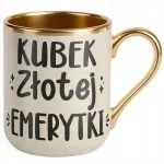 Kubek Premium Złoty Ecru Z okazji Emerytury Dla Emerytki Prezent