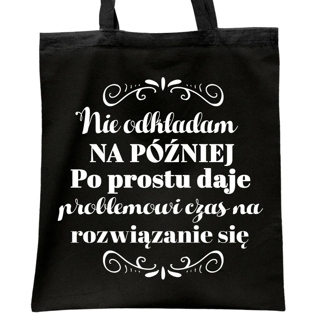 Torba bawełniana czarna na zakupy Dzień Kobiet Dla Kobiety Prezent