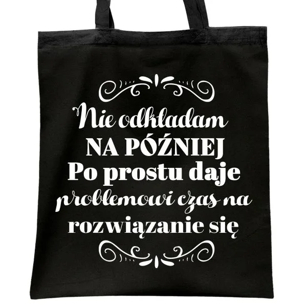 Torba bawełniana czarna na zakupy Dzień Kobiet Dla Kobiety Prezent