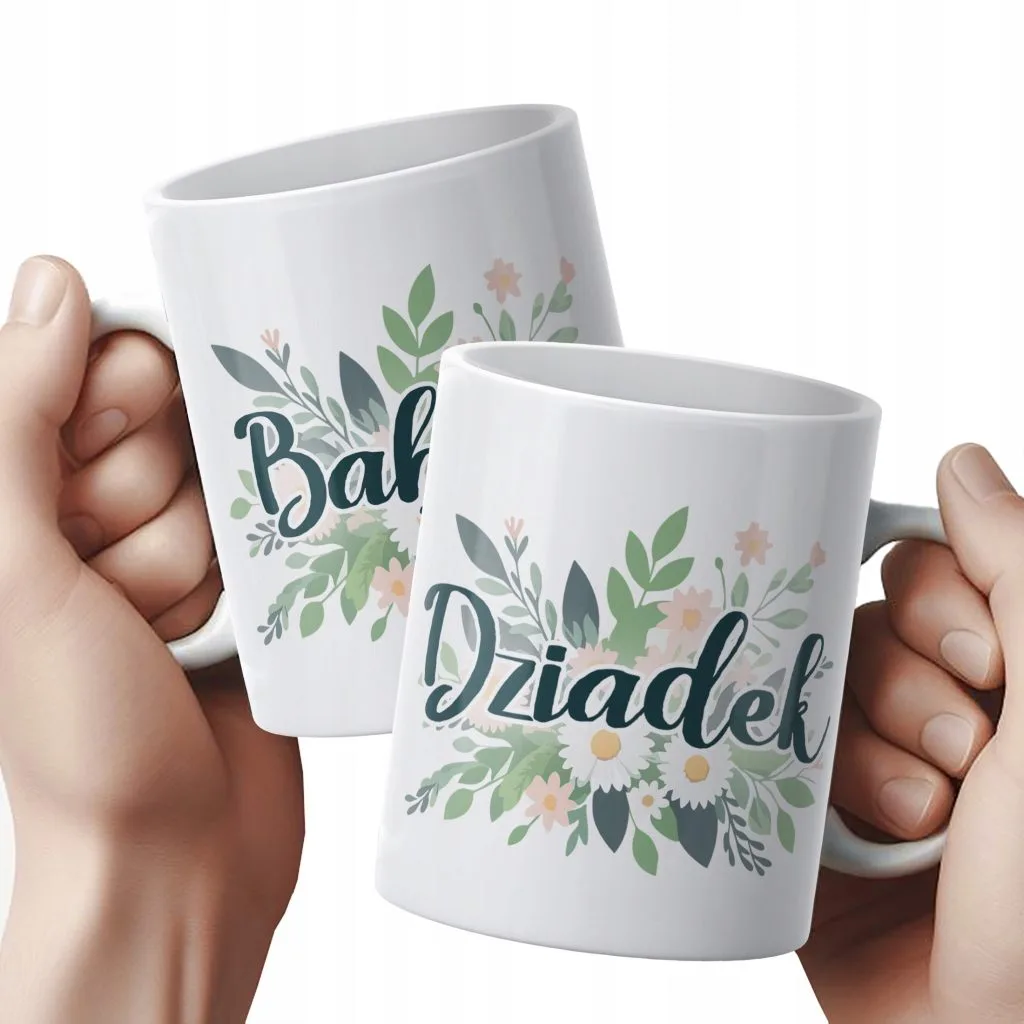 Zestaw Kubków Ceramicznych 330 ml Dzień Babci i Dziadka Prezent Upominek