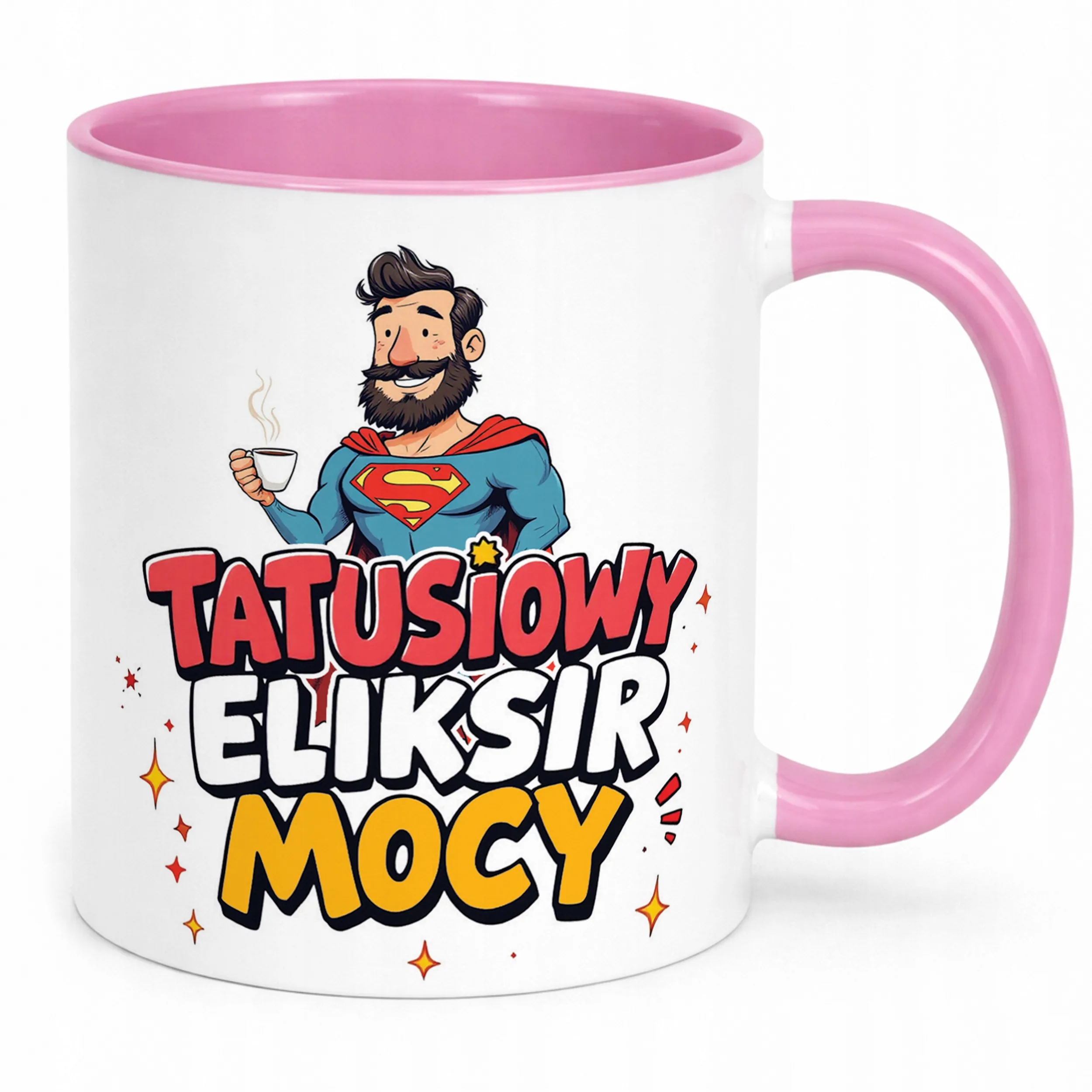 Kubek Różowy Dzień Ojca Dla Taty Tatusiowy Eliksir Mocy Prezent