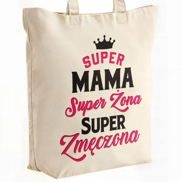 Torba bawełniana premium na zakupy Dzień Matki Prezent Super Mama