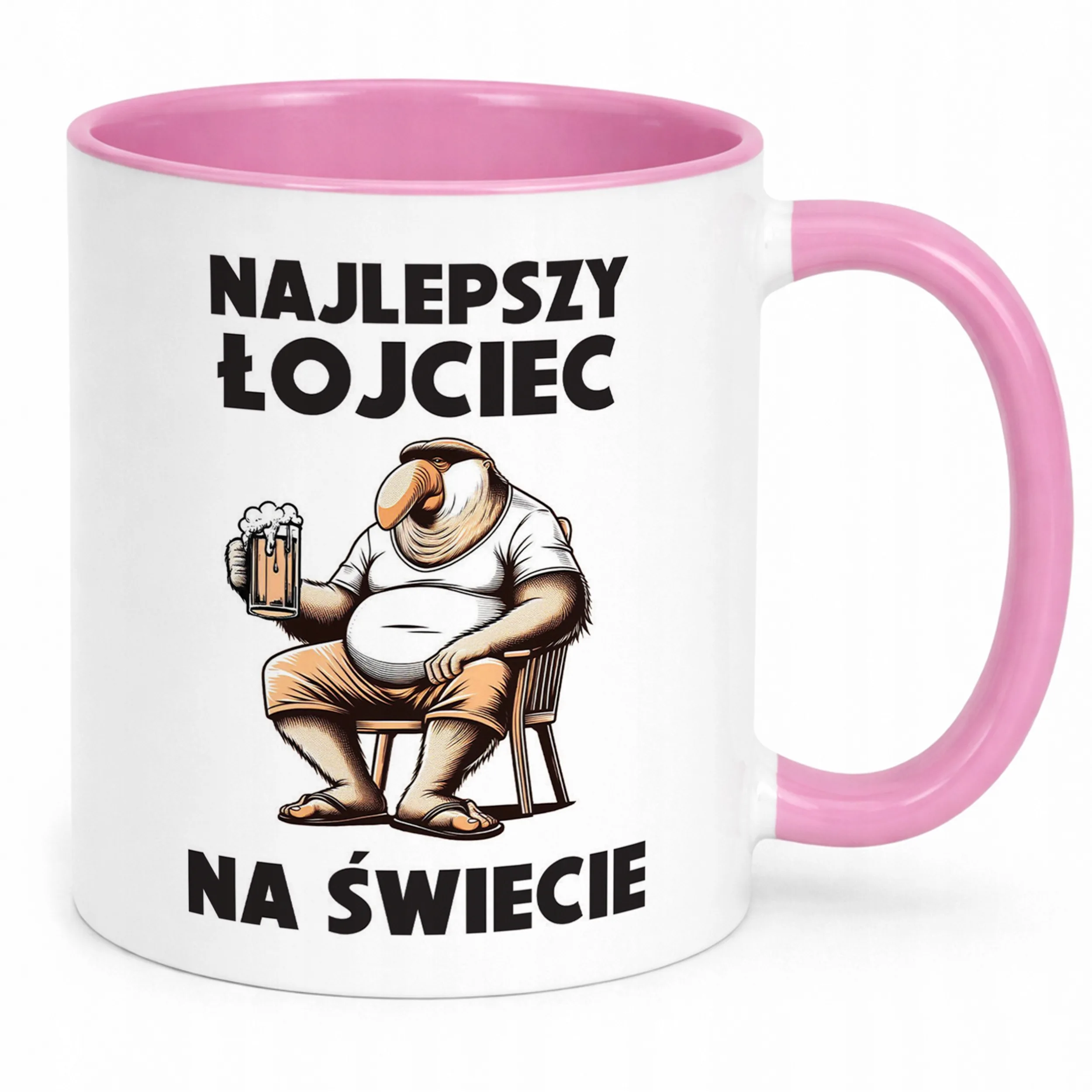 Kubek Różowy Dzień Ojca Dla Taty Najlepszy Łojciec Nosacz Prezent