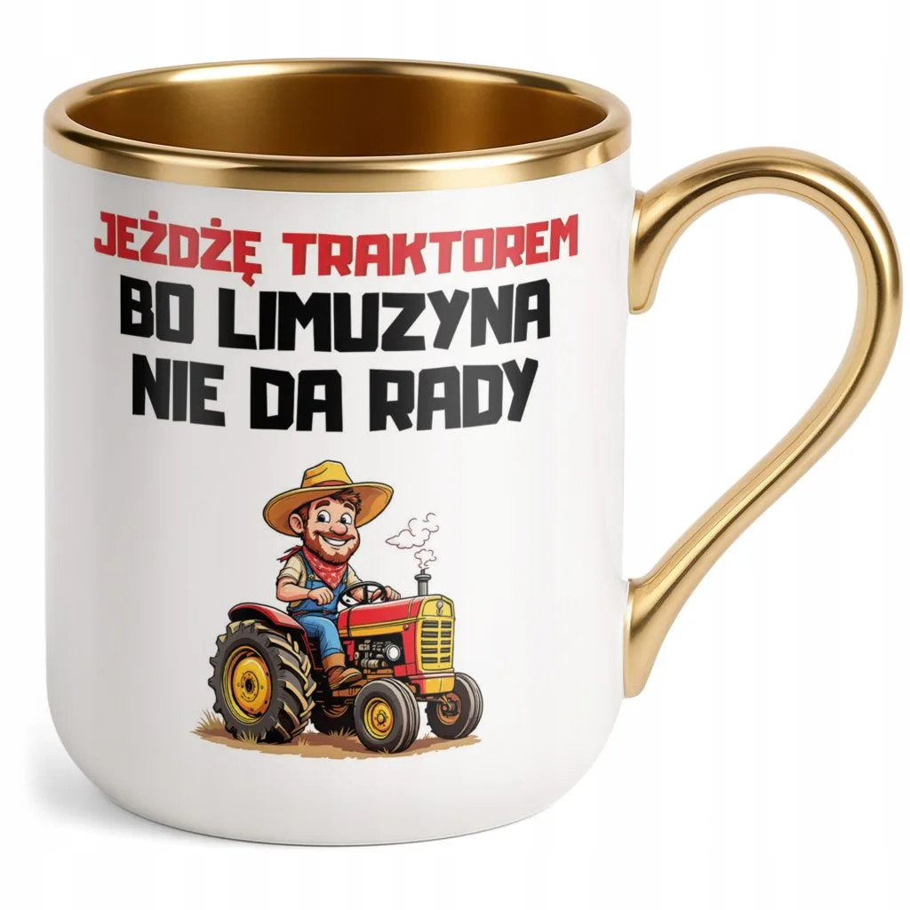 Kubek Premium Złoty Rolnik Dla Rolnika Traktor Zabawny Prezent
