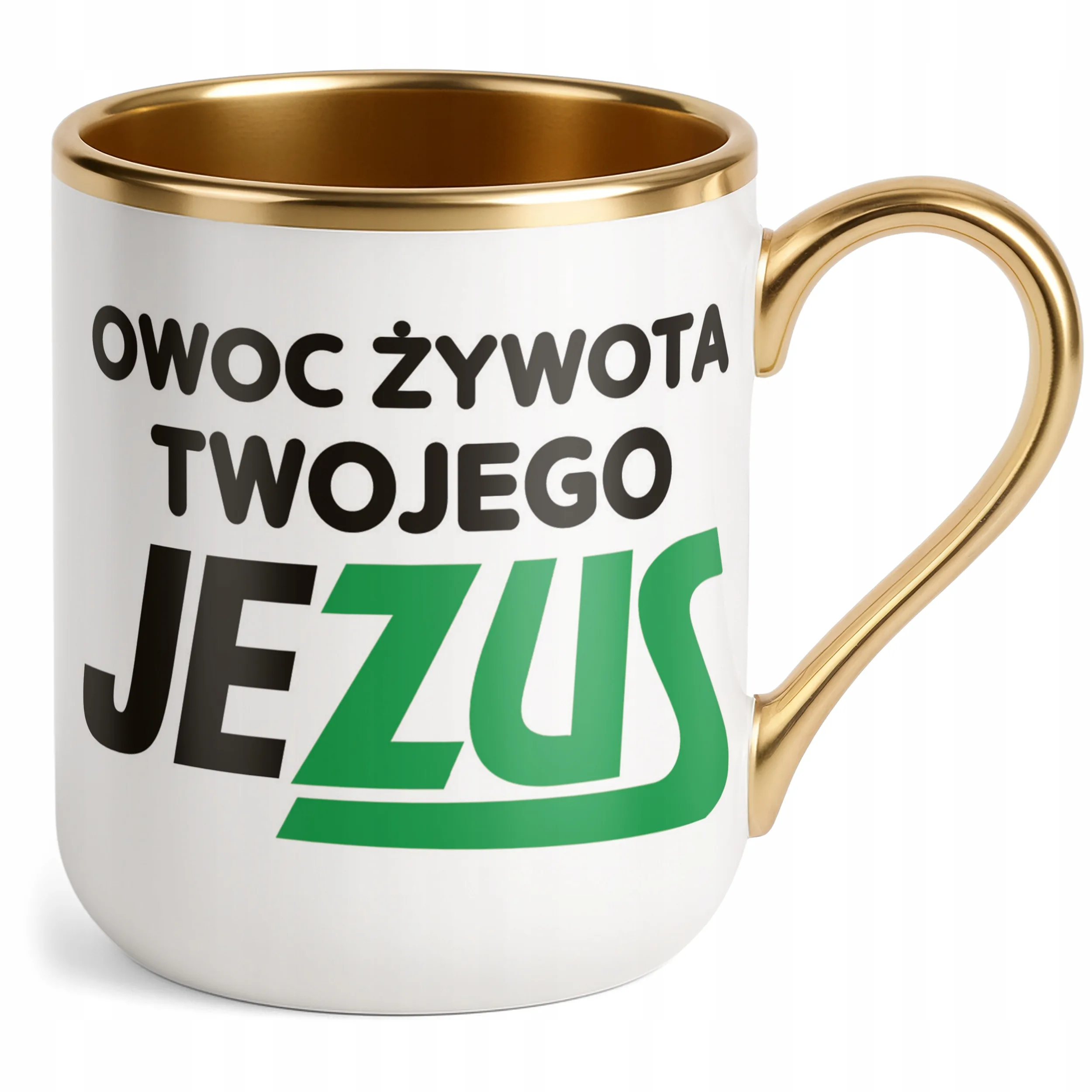 Kubek Premium Złoty Owoc Żywota Twojego Jezus Śmieszny Zabawny Prezent