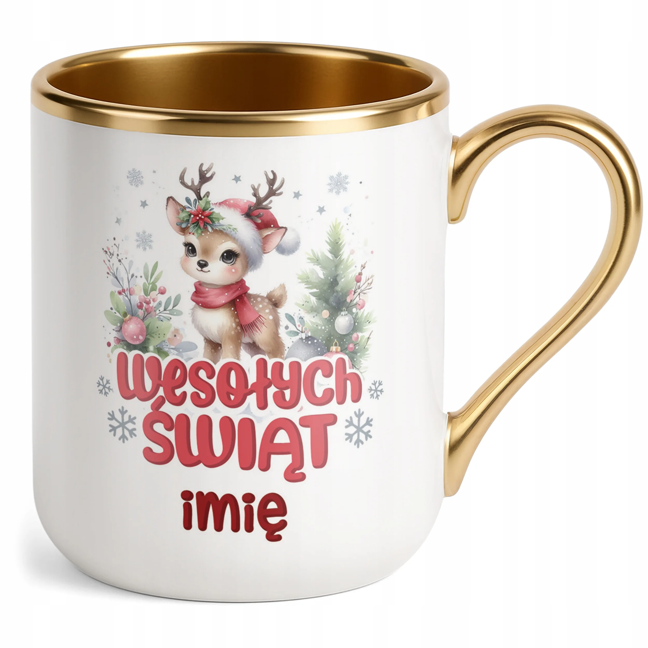 Kubek Premium Złoty Personalizowany Świąteczny Boże Narodzenie Prezent