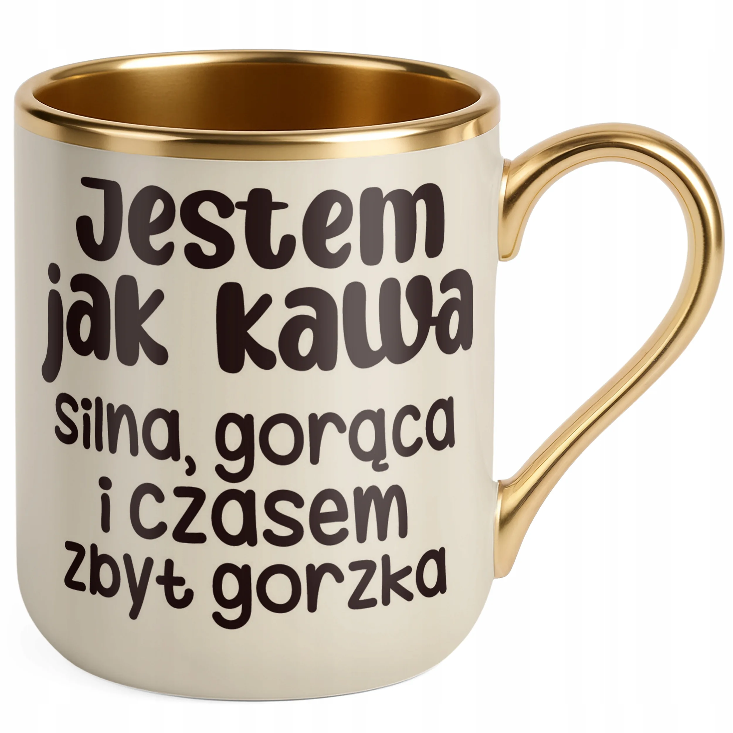 Kubek Premium Złoty Ecru Jestem Jak Kawa Śmieszny Zabawny