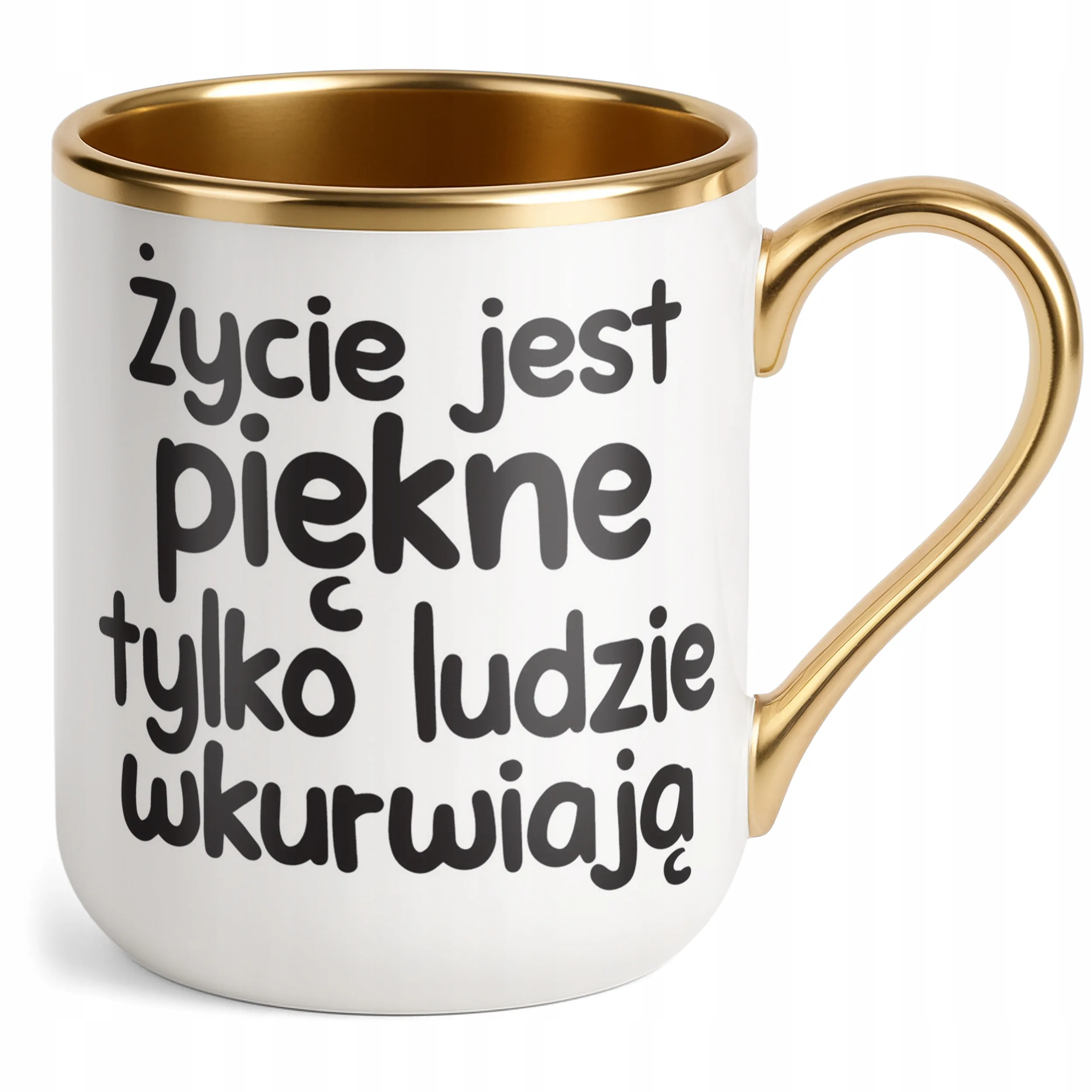 Kubek Premium Złoty Życie Jest Piękne Śmieszny Zabawny Prezent