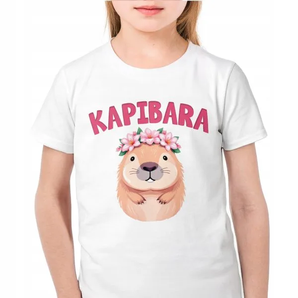 Koszulka biała dziecięca Kapibara Capybara Zwierzak