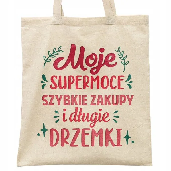 Torba bawełniana na zakupy prezent na Dzień Kobiet Moje Supermoce