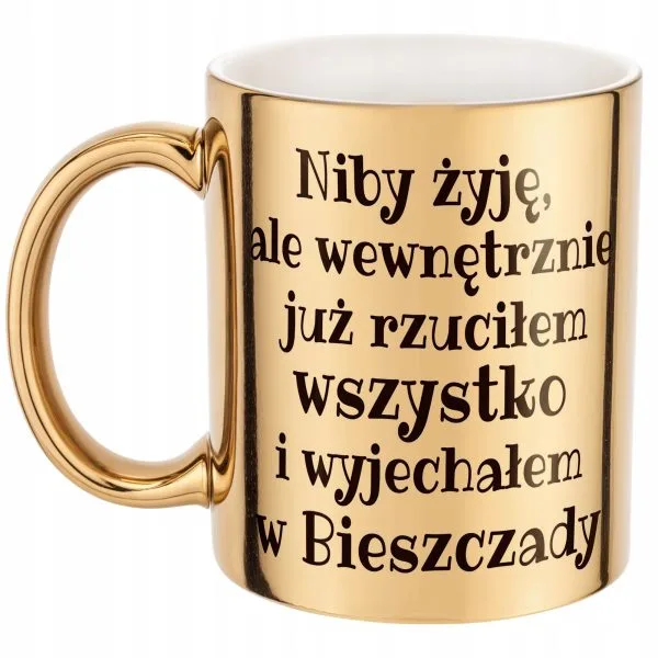 Złoty Kubek Niby Żyje Ale Wewnętrznie Śmieszny Zabawny Prezent