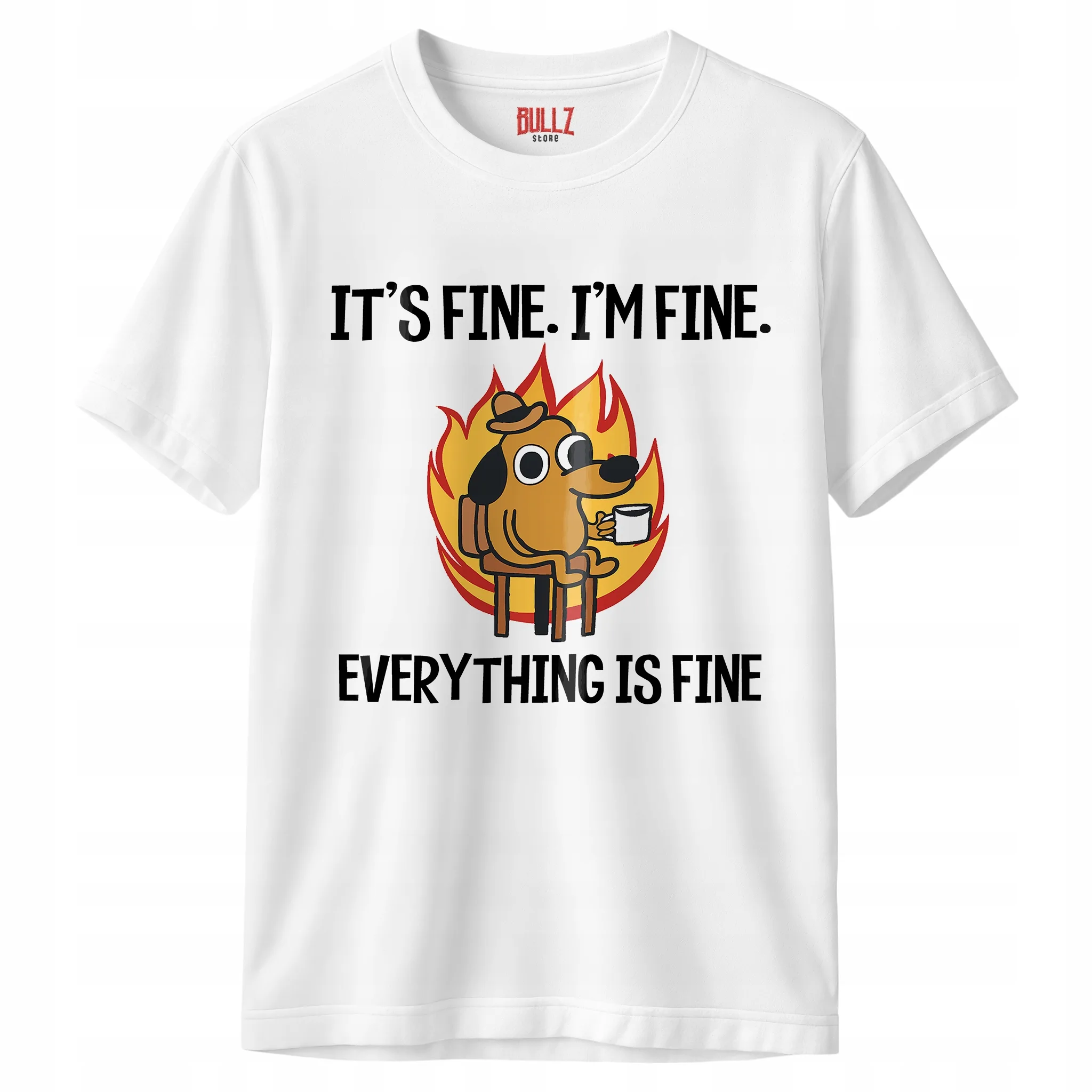 Koszulka biała męska It’s Fine I’m Fine Mem Zabawny Prezent