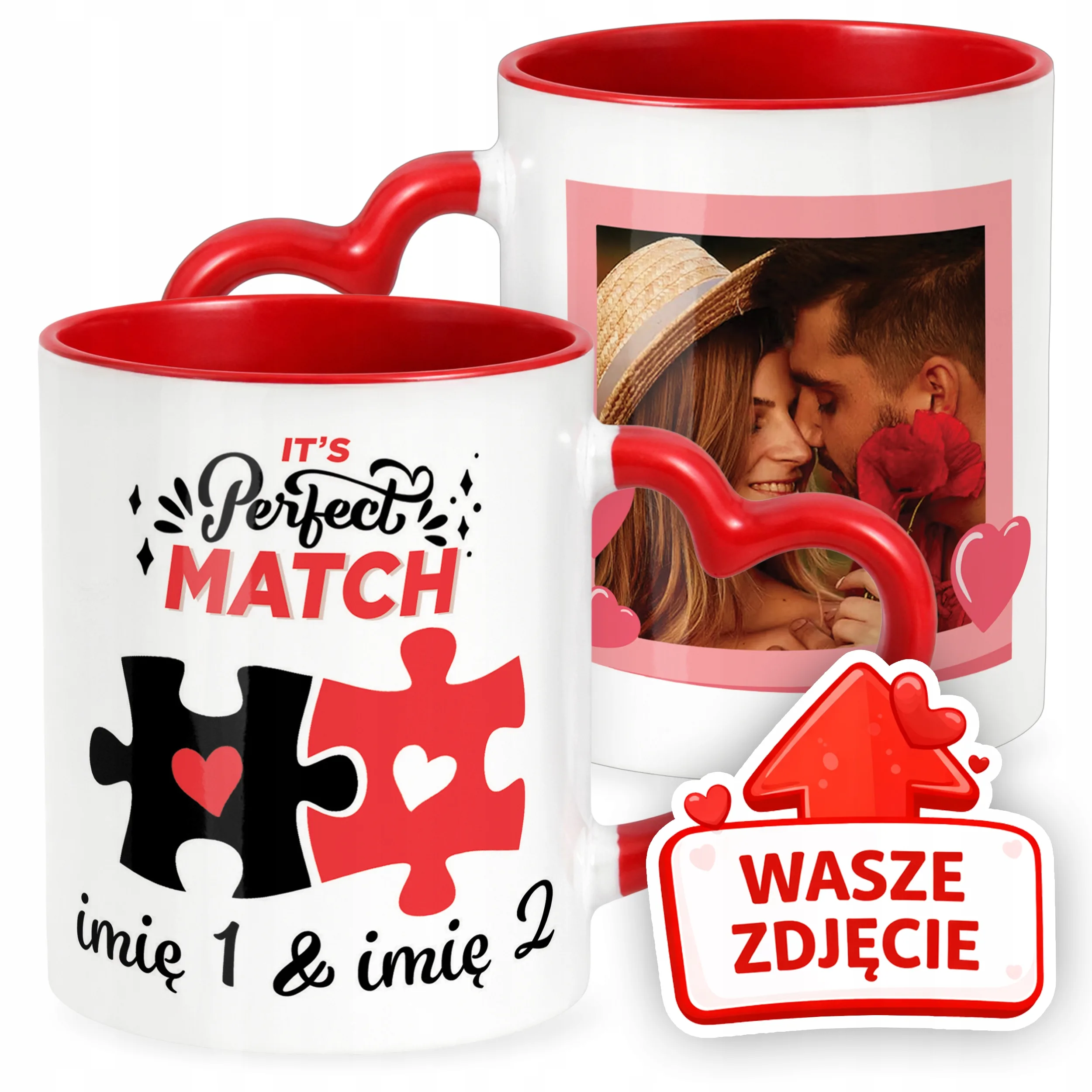Kubek Walentynkowy Z Własnym Zdjęciem Imionami Serce Walentynki Prezent