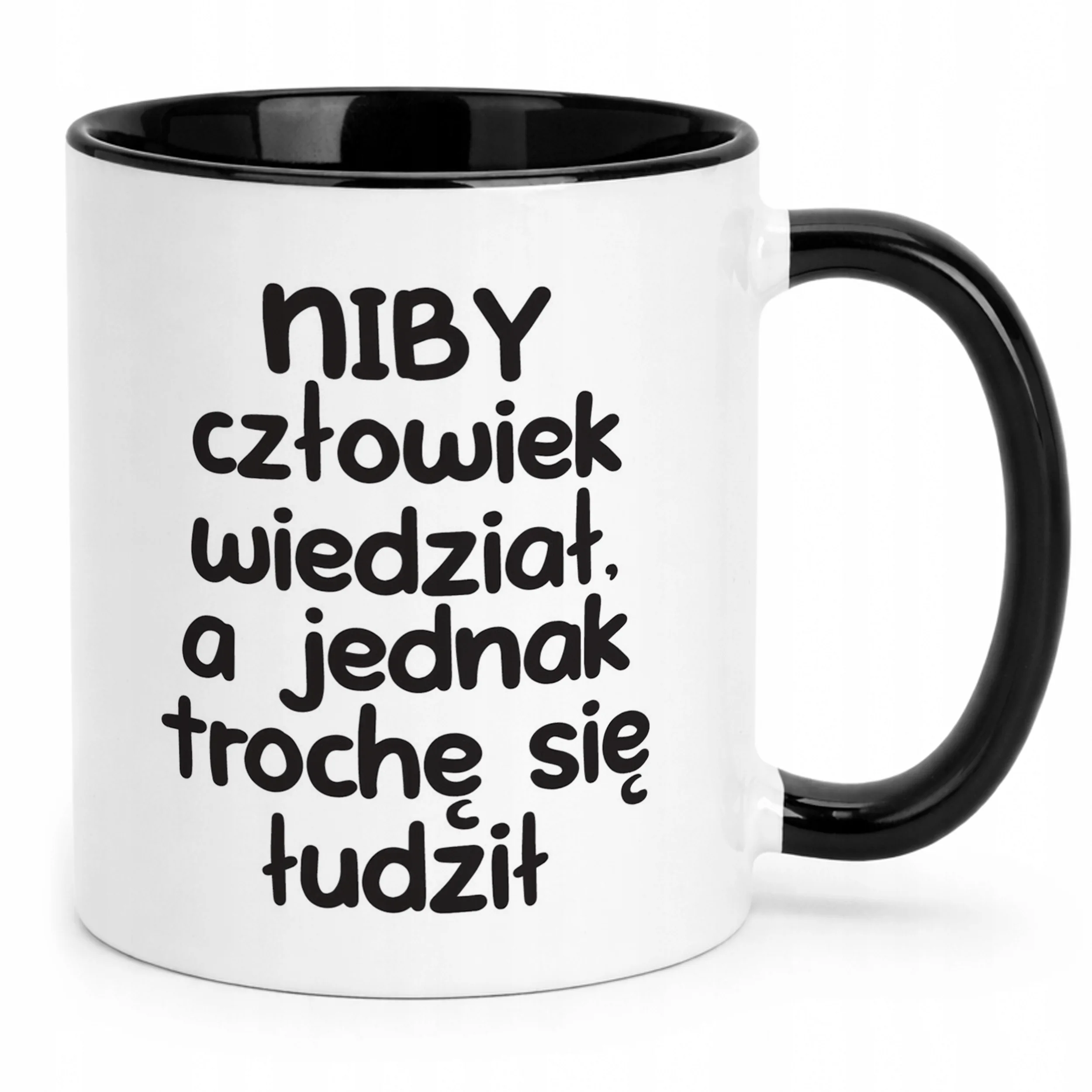 Kubek Czarny Niby Człowiek Wiedział Śmieszny Zabawny Prezent