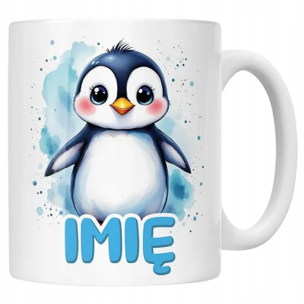 Kubek ceramiczny personalizowany Pingwin Zwierzak Słodki Dla Dzieci