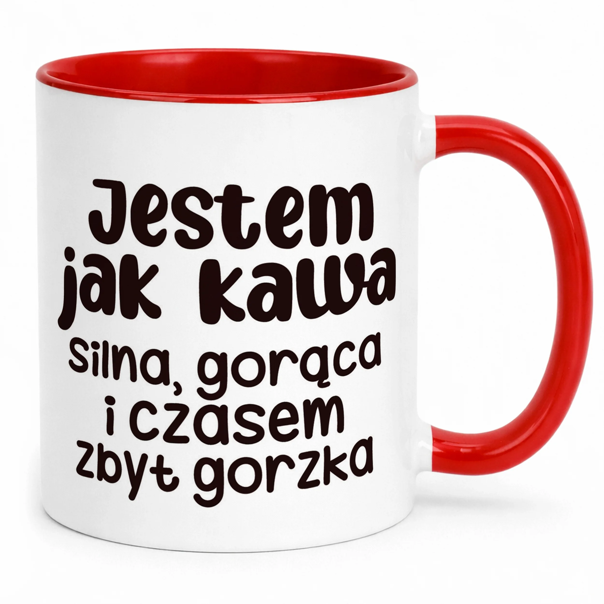 Kubek Czerwony Jestem Jak Kawa Śmieszny Zabawny Prezent