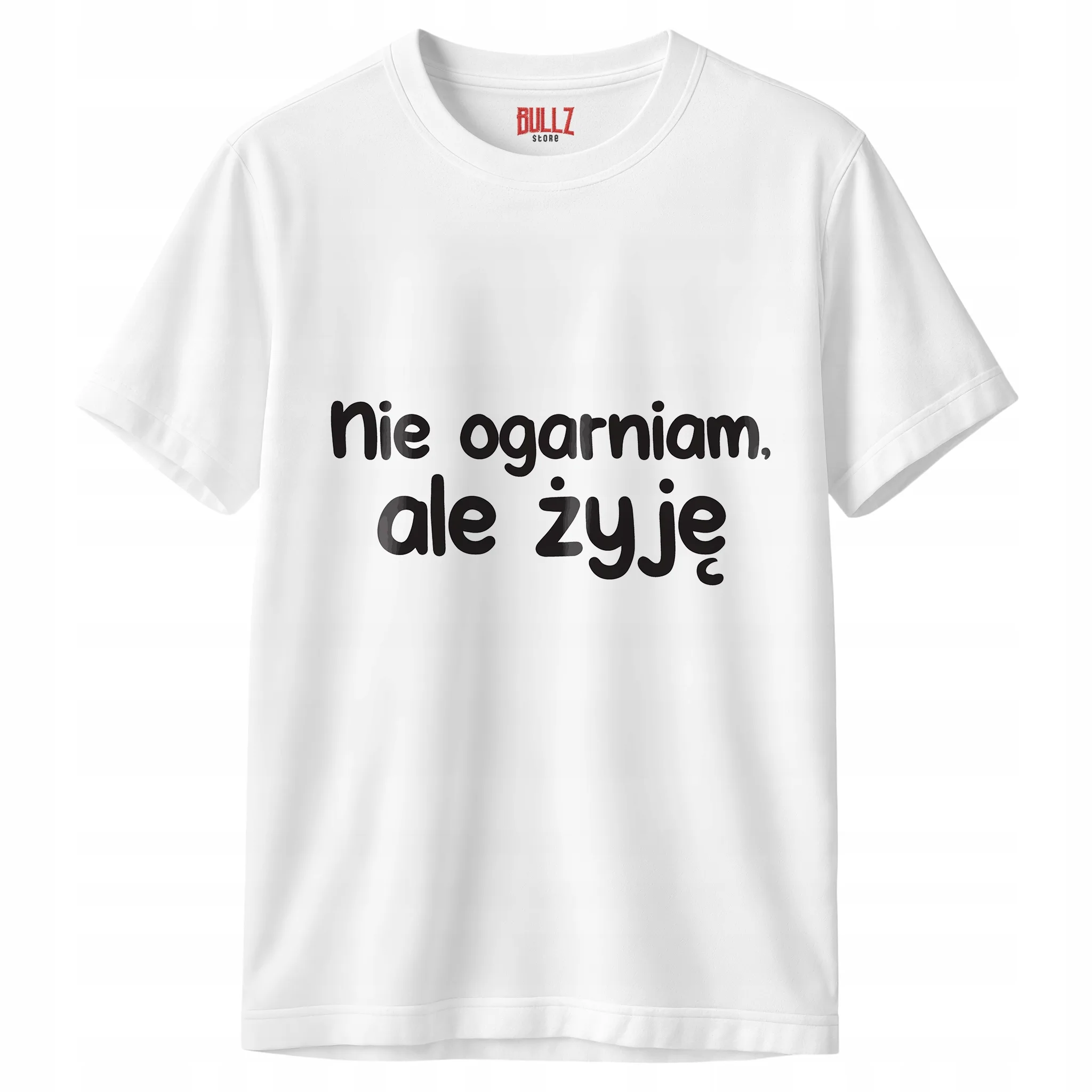 Koszulka biała męska Nie Ogarniam Ale Żyję Zabawny Prezent
