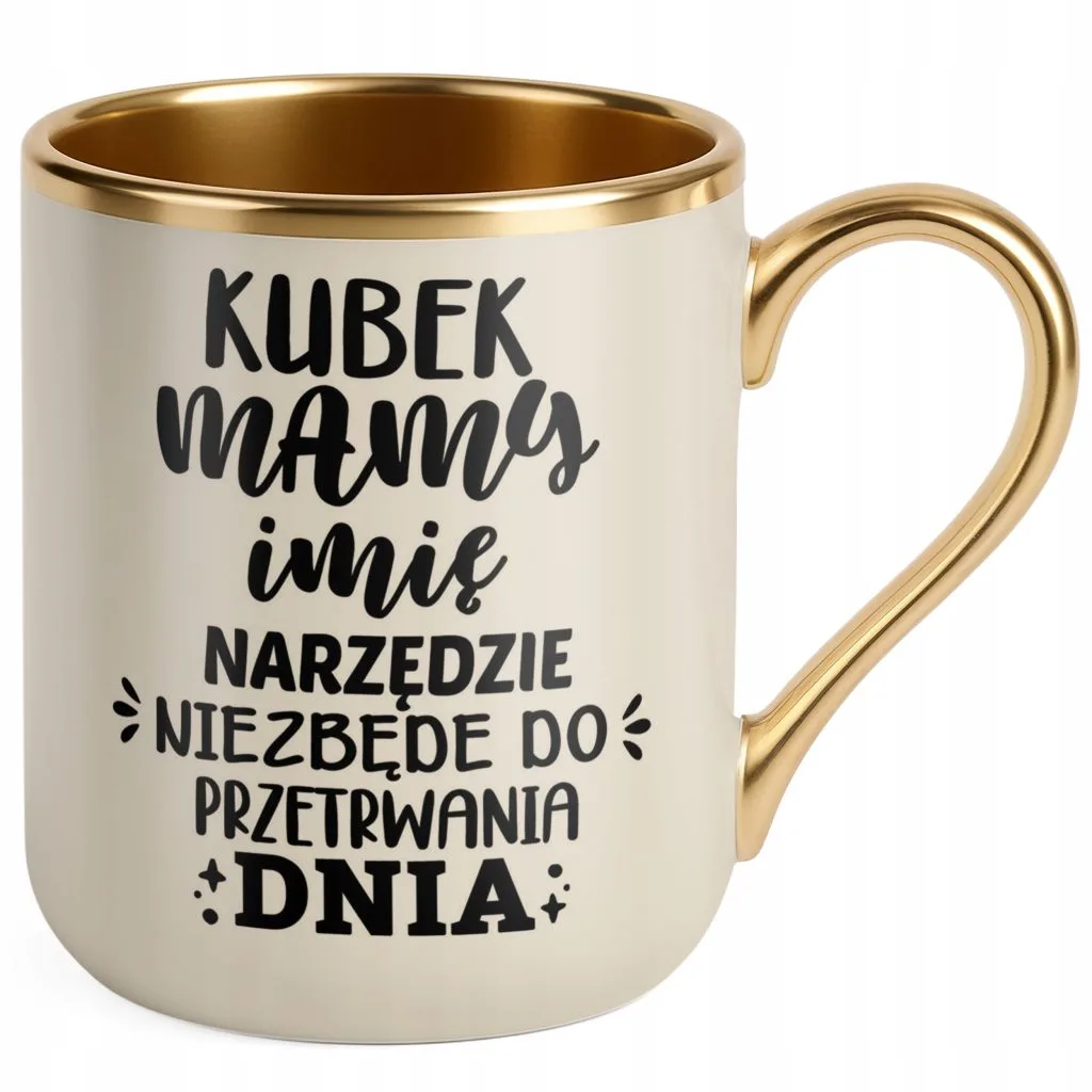 Kubek Premium Złoty Ecru Personalizowany Dzień Matki Dla Mamy