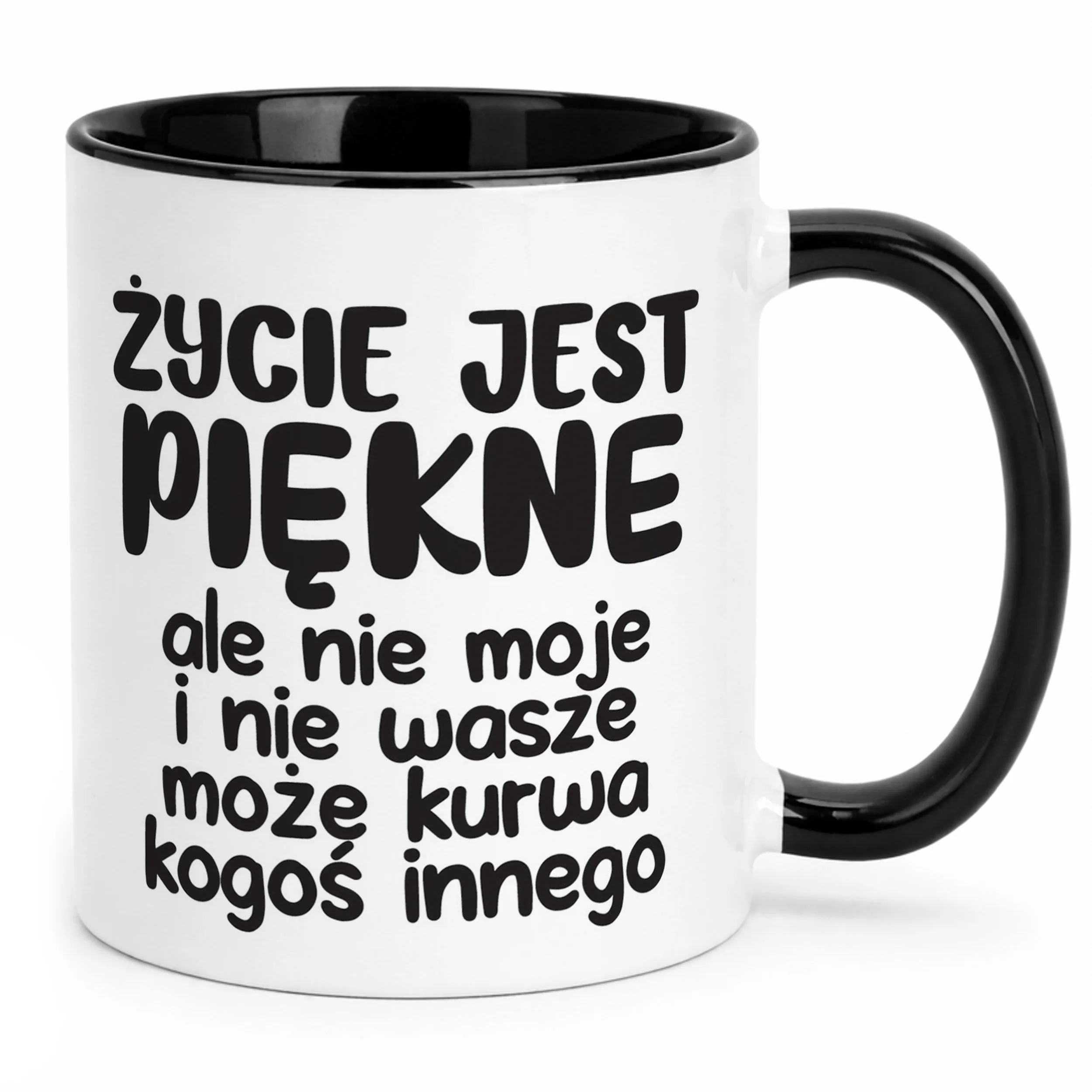 Kubek Czarny Życie Jest Piękne Śmieszny Zabawny Prezent